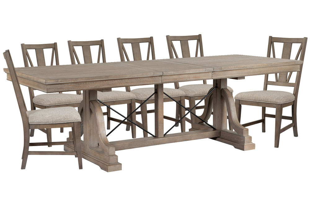 Magnussen - Paxton Place Dovetail Grey Extendable Trestle Dining Table With 6 Side Chairs - D4805-25-KIT3 view 1