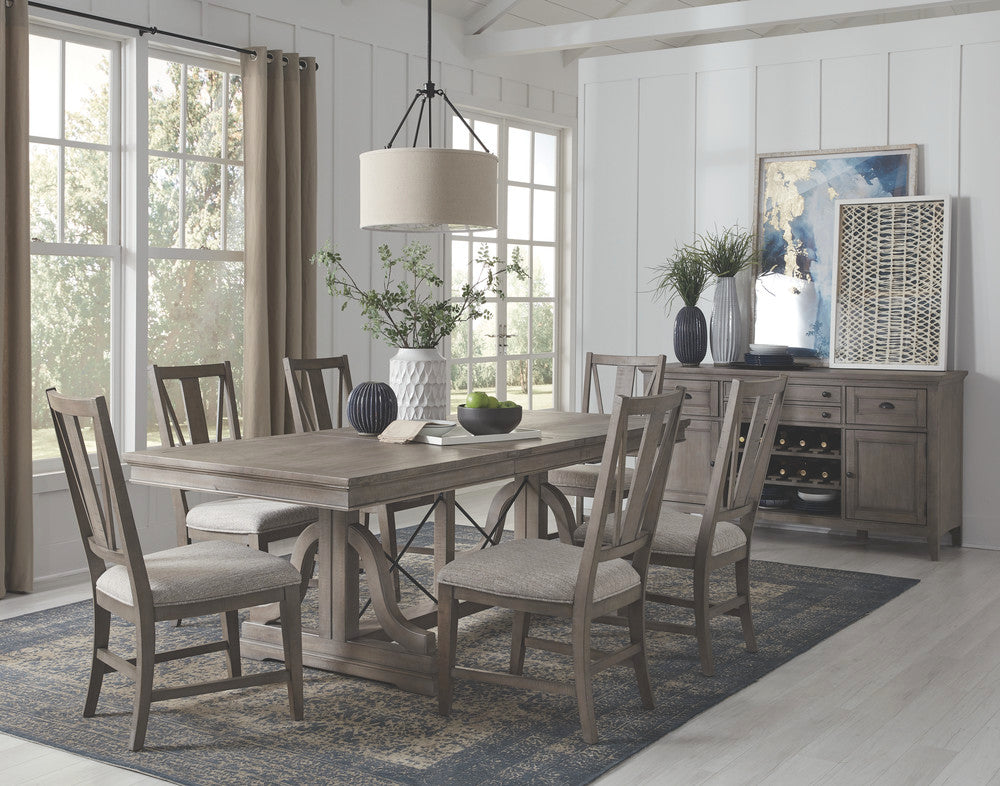 Magnussen - Paxton Place Dovetail Grey Extendable Trestle Dining Table With 6 Side Chairs - D4805-25-KIT3 view 9