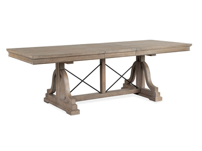 Magnussen - Paxton Place Dovetail Grey Extendable Trestle Dining Table With 6 Step Upholstered Side Chairs - D4805-25-KIT7 view 7