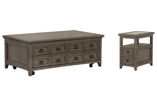 Magnussen - Paxton Place Dovetail Grey Lift Top Storage Caster Cocktail Table With Chairside End Table - T4805-50KIT4 view 1