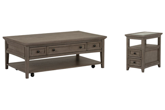 Magnussen - Paxton Place Dovetail Grey Rectangular Caster Cocktail Table With Chairside End Table - T4805-43KIT4 view 1