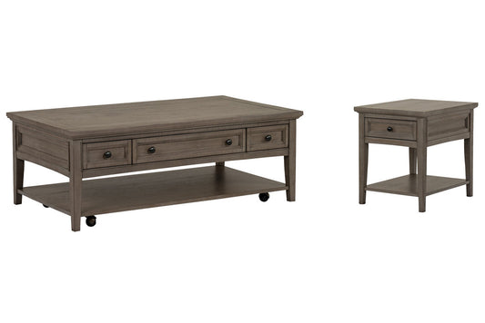 Magnussen - Paxton Place Dovetail Grey Rectangular Caster Cocktail Table With End Table - T4805-43KIT7 view 1