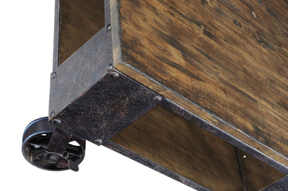 Magnussen - Pinebrook Distressed Natural Pine Rectangular 2 Braking Casters Cocktail Table With 2 End Table - T1755-43KIT8 view 4