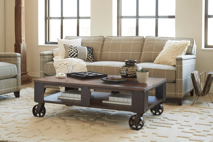 Magnussen - Pinebrook Distressed Natural Pine Rectangular 2 Braking Casters Cocktail Table With 2 End Table - T1755-43KIT8 view 5