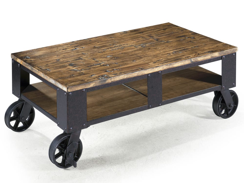 Magnussen - Pinebrook Distressed Natural Pine Rectangular 2 Braking Casters Cocktail Table With Chairside Door End Table - T1755-43KIT10 view 2