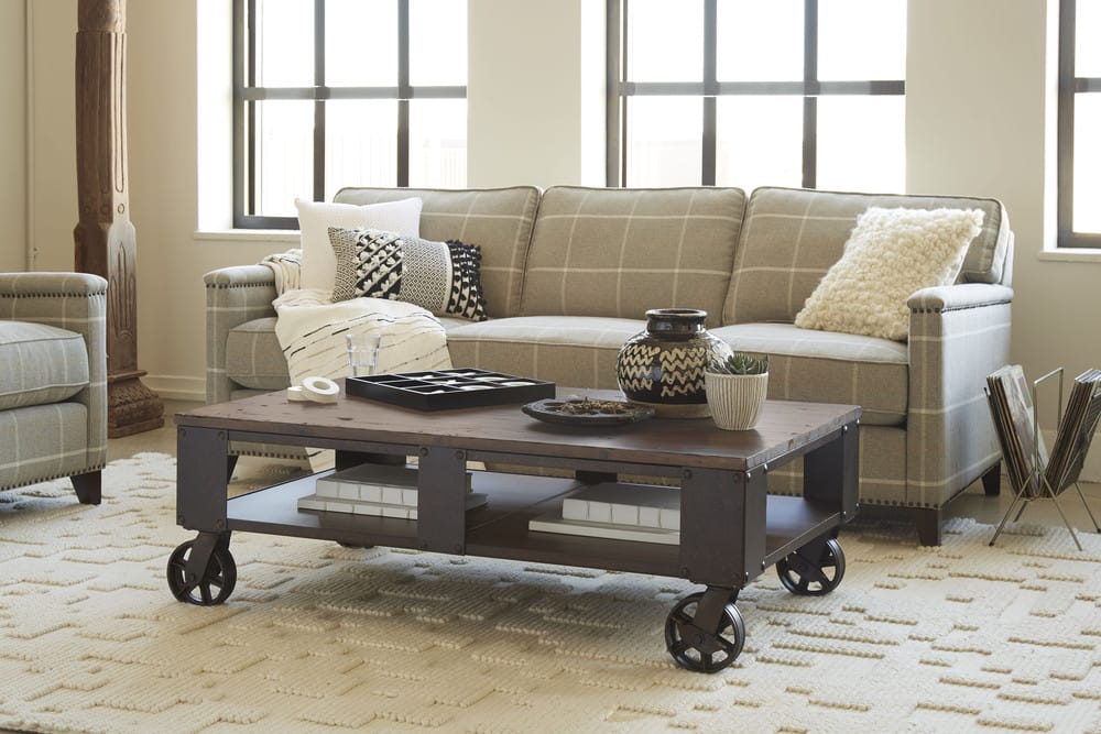 Magnussen - Pinebrook Distressed Natural Pine Rectangular 2 Braking Casters Cocktail Table With Chairside Door End Table - T1755-43KIT10 view 5