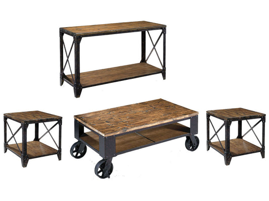 Magnussen - Pinebrook Distressed Natural Pine Rectangular Starter Cocktail Table With 2 Large End Table And Sofa Table - T1755-44KIT9 view 1