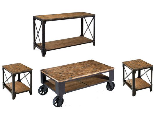 Magnussen - Pinebrook Distressed Natural Pine Rectangular Starter Cocktail Table With 2 Small End Table And Sofa Table - T1755-44KIT6 view 1