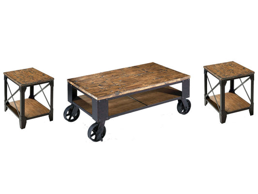 Magnussen - Pinebrook Distressed Natural Pine Rectangular Starter Cocktail Table With 2 Small End Table - T1755-44KIT5 view 1