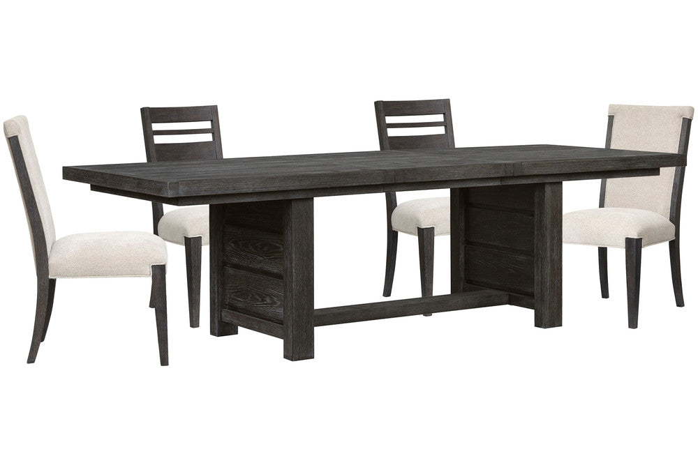 Magnussen - Plum Creek Ravenwood Black Extendable Trestle Dining Table With 2 Side Chairs And 2 Upholstered Side Chairs - D5990-21-KIT13 view 1