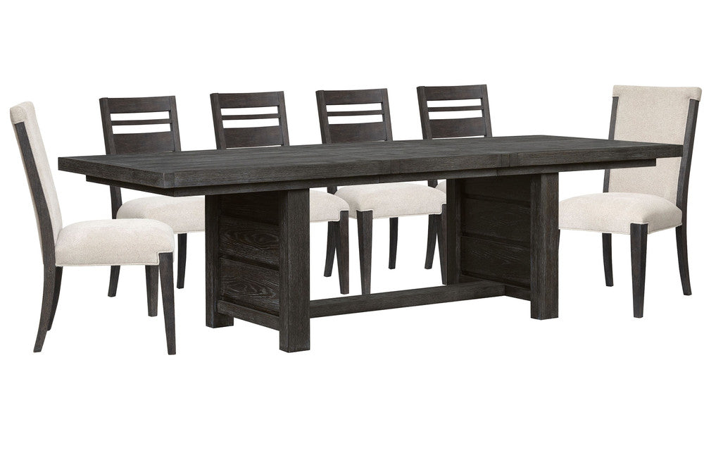 Magnussen - Plum Creek Ravenwood Black Extendable Trestle Dining Table With 4 Side Chairs And 2 Upholstered Side Chairs - D5990-21-KIT16 view 1
