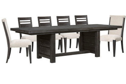 Magnussen - Plum Creek Ravenwood Black Extendable Trestle Dining Table With 4 Side Chairs And 2 Upholstered Side Chairs - D5990-21-KIT16 view 1