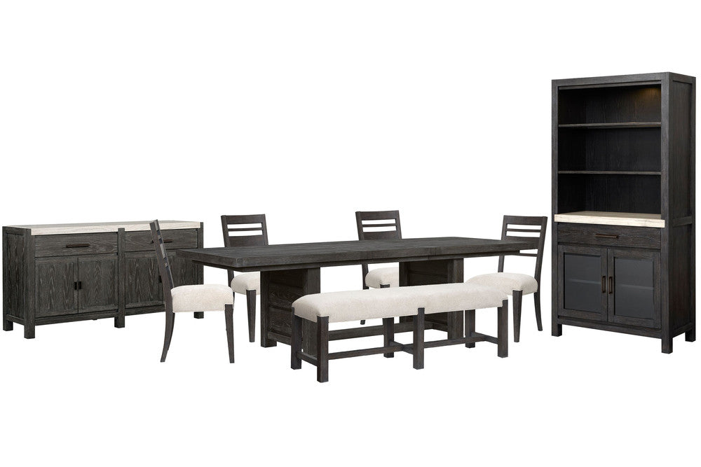 Magnussen - Plum Creek Ravenwood Black Extendable Trestle Dining Table With 4 Side Chairs Bench Sideboard And Display Cabinet - D5990-21-KIT21 view 1