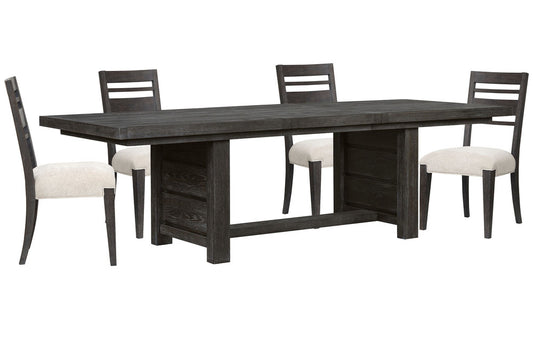 Magnussen - Plum Creek Ravenwood Black Extendable Trestle Dining Table With 4 Side Chairs - D5990-21-KIT1 view 1