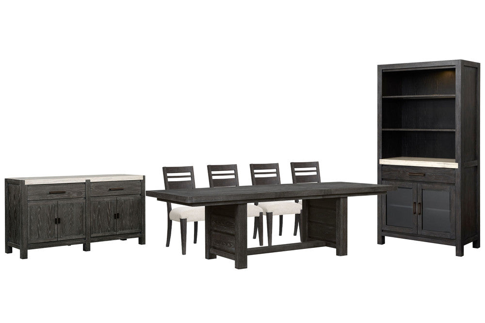 Magnussen - Plum Creek Ravenwood Black Extendable Trestle Dining Table With 4 Side Chairs Sideboard And Display Cabinet - D5990-21-KIT3 view 1