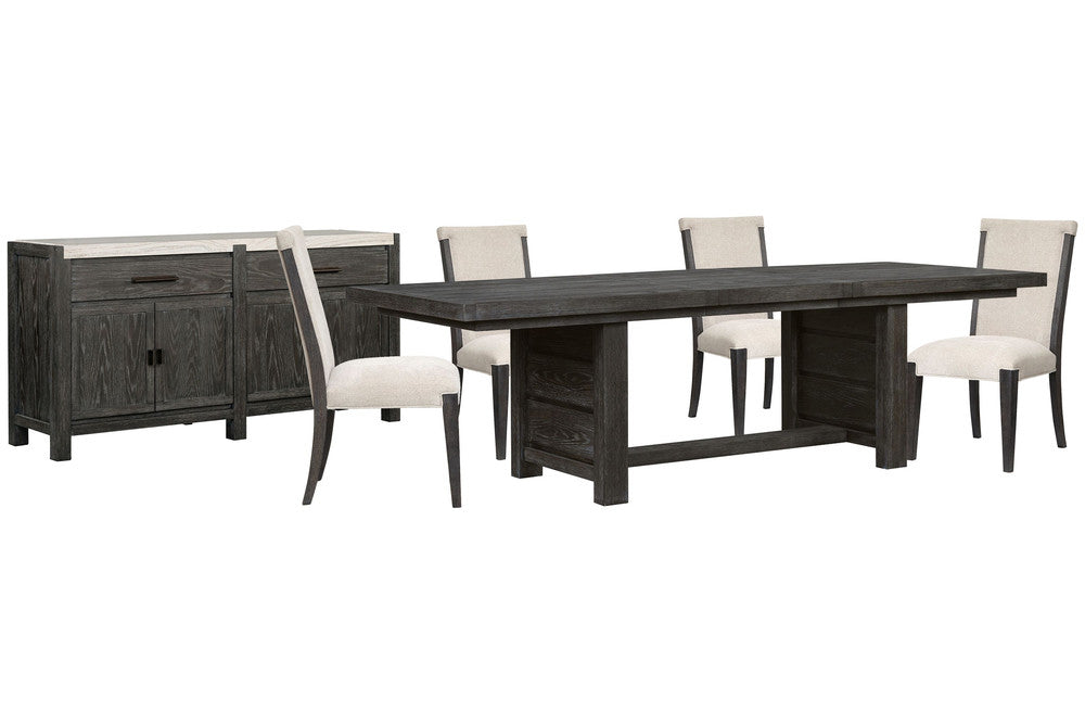 Magnussen - Plum Creek Ravenwood Black Extendable Trestle Dining Table With 4 Upholstered Side Chairs And Sideboard - D5990-21-KIT8 view 1