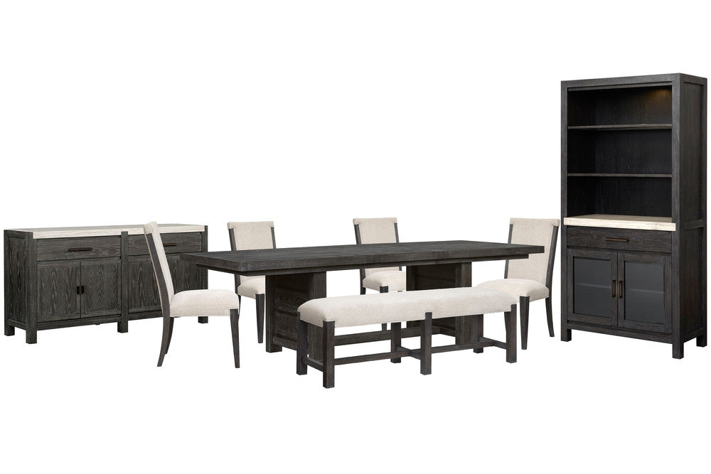 Magnussen - Plum Creek Ravenwood Black Extendable Trestle Dining Table With 4 Upholstered Side Chairs Bench Sideboard And Display Cabinet - D5990-21-KIT27 view 1