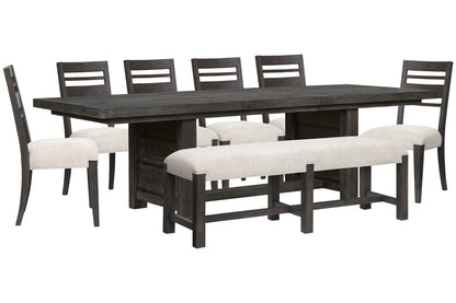 Magnussen - Plum Creek Ravenwood Black Extendable Trestle Dining Table With 6 Side Chairs And Bench - D5990-21-KIT22 view 1