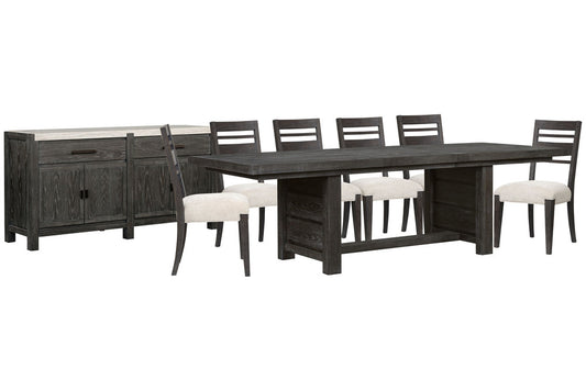 Magnussen - Plum Creek Ravenwood Black Extendable Trestle Dining Table With 6 Side Chairs And Sideboard - D5990-21-KIT5 view 1