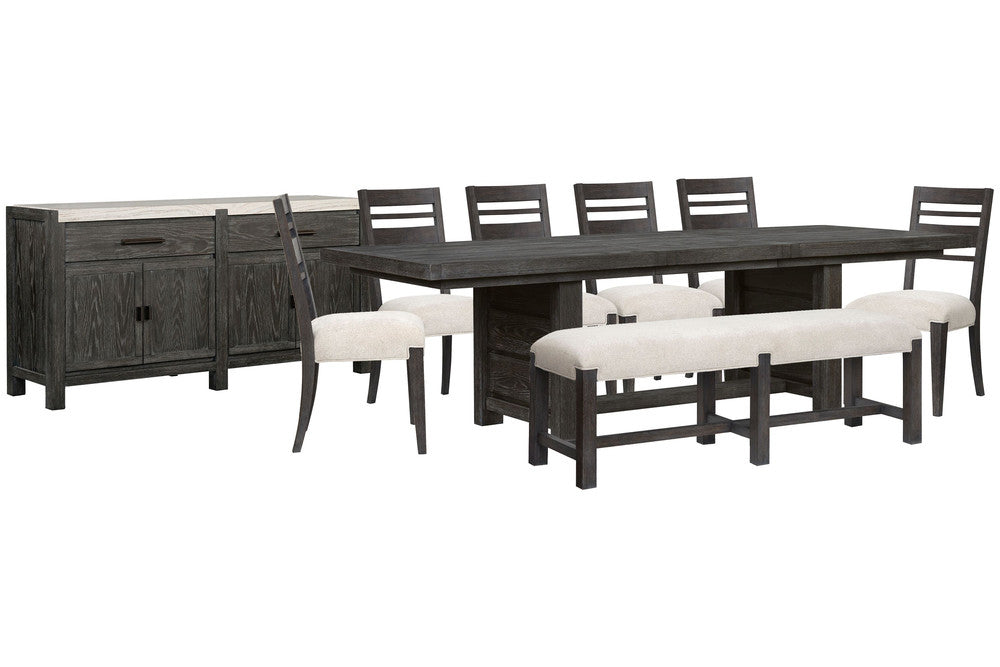 Magnussen - Plum Creek Ravenwood Black Extendable Trestle Dining Table With 6 Side Chairs Bench And Sideboard - D5990-21-KIT23 view 1