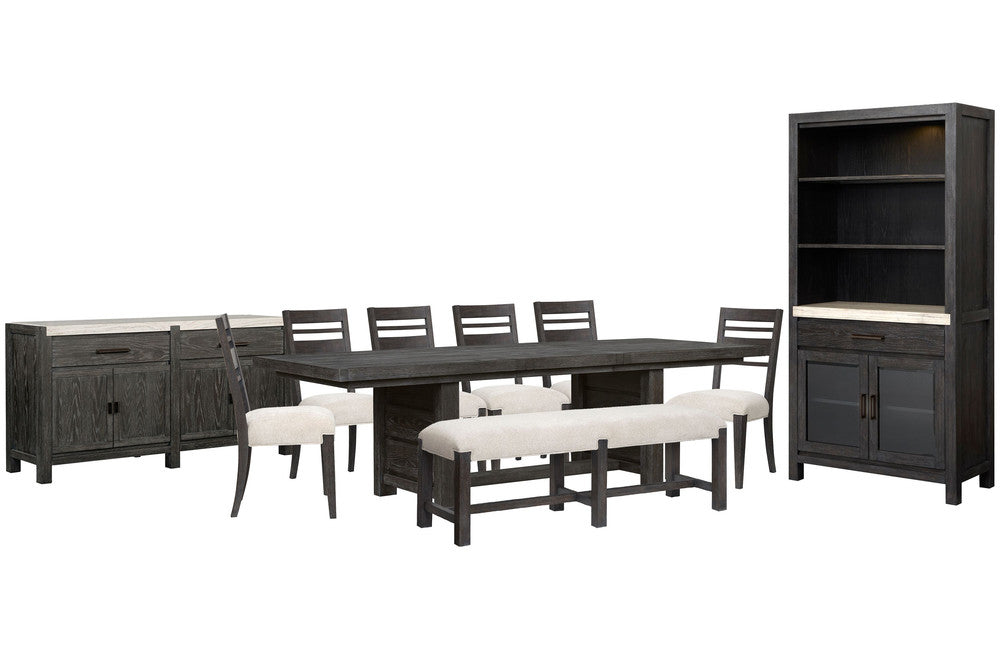 Magnussen - Plum Creek Ravenwood Black Extendable Trestle Dining Table With 6 Side Chairs Bench Sideboard And Display Cabinet - D5990-21-KIT24 view 1