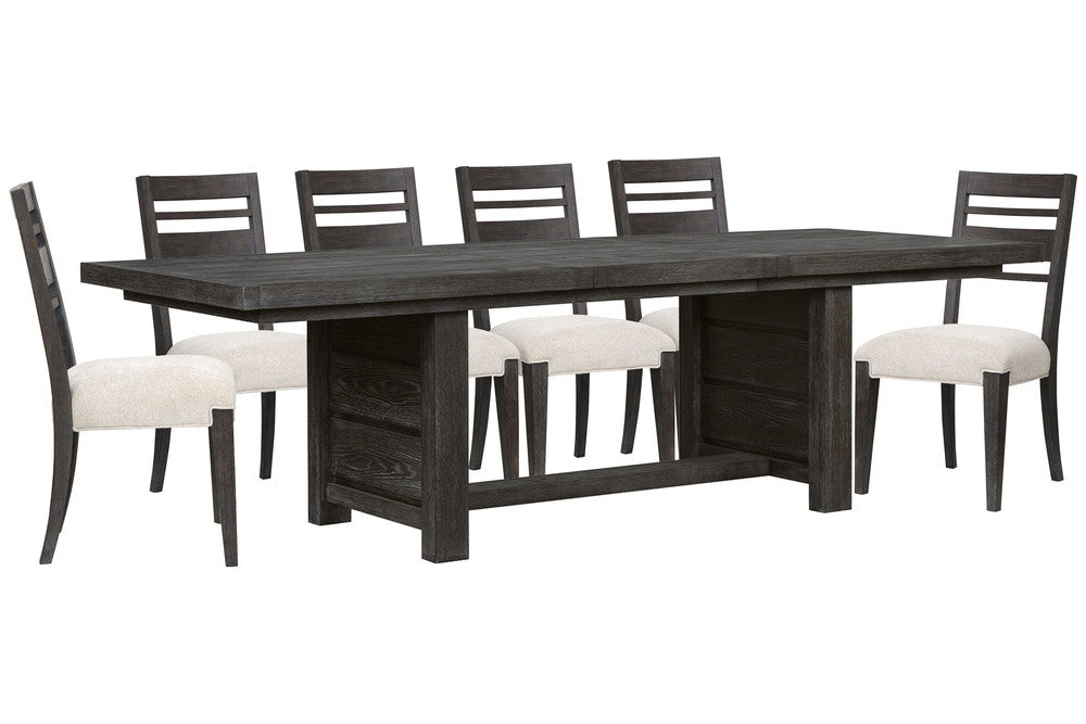 Magnussen - Plum Creek Ravenwood Black Extendable Trestle Dining Table With 6 Side Chairs - D5990-21-KIT4 view 1
