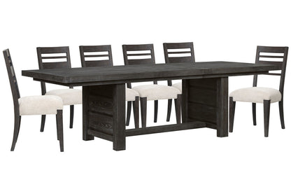 Magnussen - Plum Creek Ravenwood Black Extendable Trestle Dining Table With 6 Side Chairs - D5990-21-KIT4 view 1
