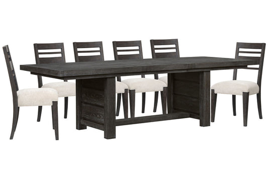 Magnussen - Plum Creek Ravenwood Black Extendable Trestle Dining Table With 6 Side Chairs - D5990-21-KIT4 view 1