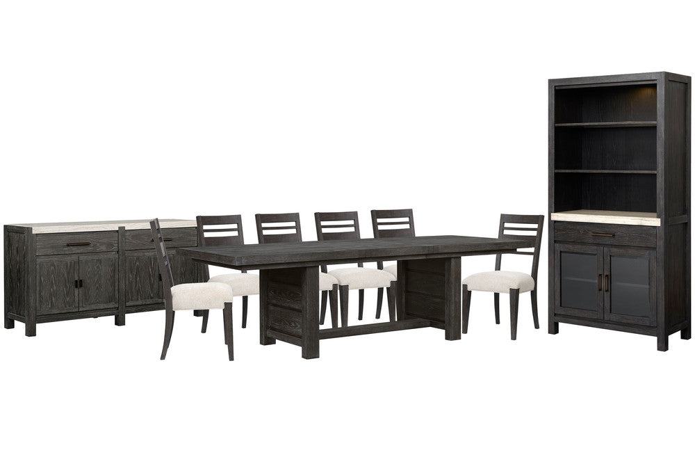 Magnussen - Plum Creek Ravenwood Black Extendable Trestle Dining Table With 6 Side Chairs Sideboard And Display Cabinet - D5990-21-KIT6 view 1