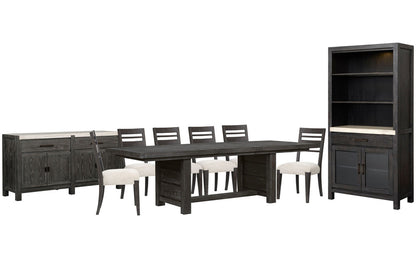 Magnussen - Plum Creek Ravenwood Black Extendable Trestle Dining Table With 6 Side Chairs Sideboard And Display Cabinet - D5990-21-KIT6 view 1