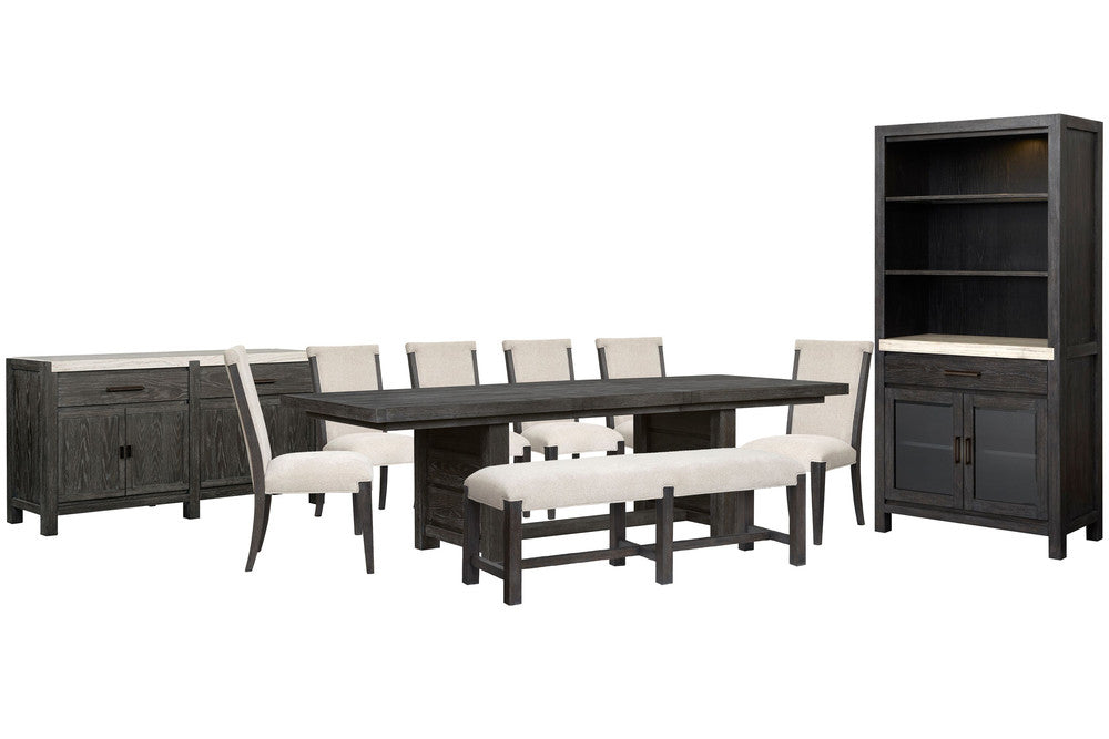 Magnussen - Plum Creek Ravenwood Black Extendable Trestle Dining Table With 6 Upholstered Side Chairs Bench Sideboard And Display Cabinet - D5990-21-KIT30 view 1