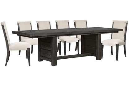 Magnussen - Plum Creek Ravenwood Black Extendable Trestle Dining Table With 6 Upholstered Side Chairs - D5990-21-KIT10 view 1
