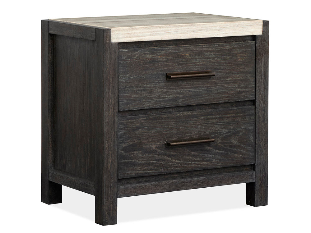 Magnussen - Plum Creek Ravenwood Black Queen Panel Bed 2 Nightstands Drawer Dresser With Landscape Mirror And Door Chest - B5990-54-KIT6 view 5