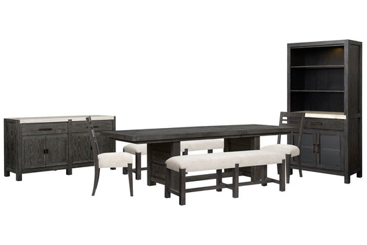 Magnussen - Plum Creek Ravenwood Black Rectangular Dining Table With 2 Benches 2 Side Chairs Sideboard And Display Cabinet - D5990-21-KIT39 view 1