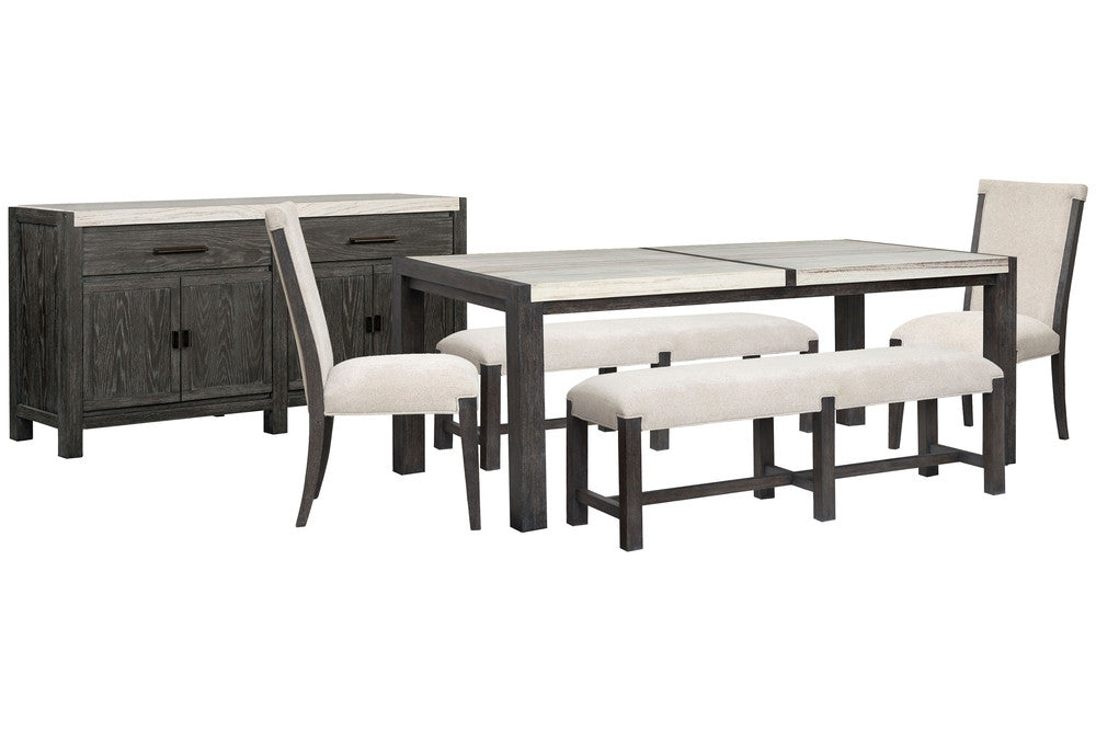 Magnussen - Plum Creek Ravenwood Black Rectangular Dining Table With 2 Benches 3 Side Chairs And Sideboard - D5990-20-KIT41 view 1