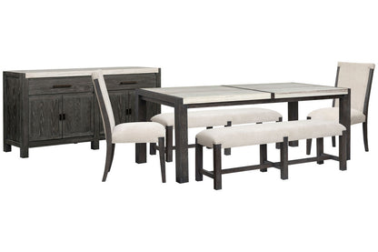 Magnussen - Plum Creek Ravenwood Black Rectangular Dining Table With 2 Benches 3 Side Chairs And Sideboard - D5990-20-KIT41 view 1