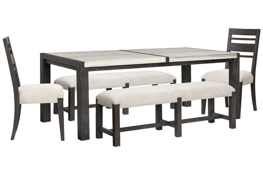 Magnussen - Plum Creek Ravenwood Black Rectangular Dining Table With 2 Benches And 2 Side Chairs - D5990-20-KIT37 view 1