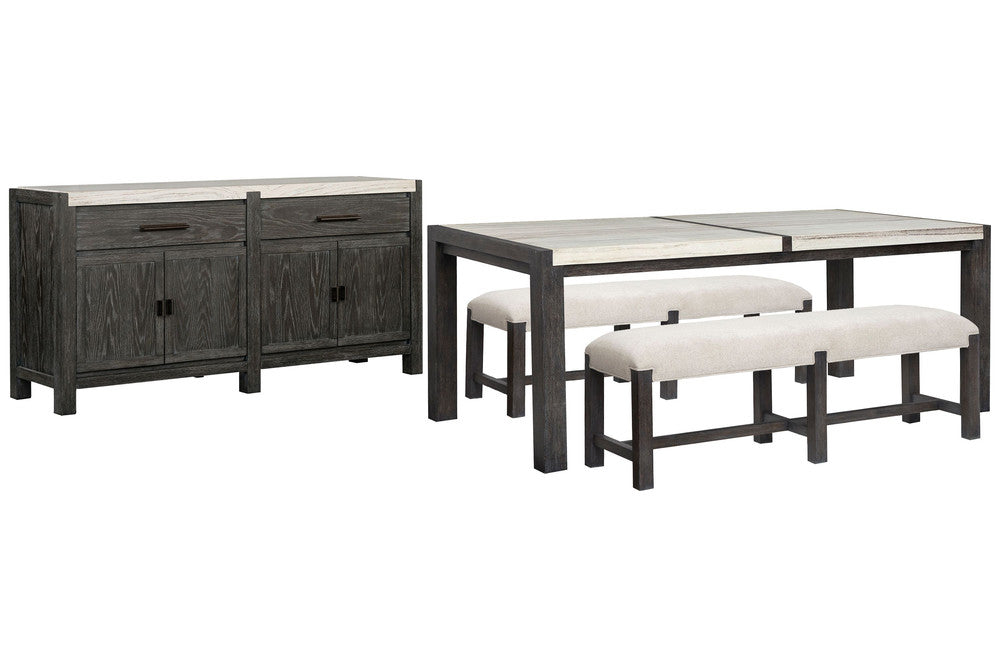 Magnussen - Plum Creek Ravenwood Black Rectangular Dining Table With 2 Benches And Sideboard - D5990-20-KIT35 view 1