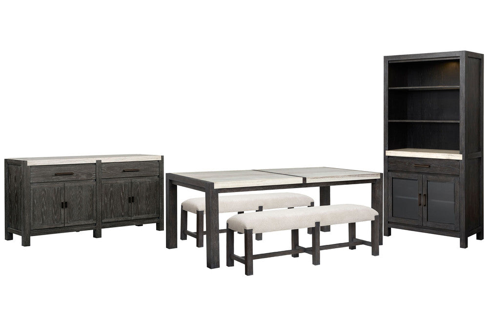 Magnussen - Plum Creek Ravenwood Black Rectangular Dining Table With 2 Benches Sideboard And Display Cabinet - D5990-20-KIT36 view 1