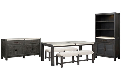 Magnussen - Plum Creek Ravenwood Black Rectangular Dining Table With 2 Benches Sideboard And Display Cabinet - D5990-20-KIT36 view 1