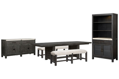 Magnussen - Plum Creek Ravenwood Black Rectangular Dining Table With 2 Benches Sideboard And Display Cabinet - D5990-21-KIT36 view 1