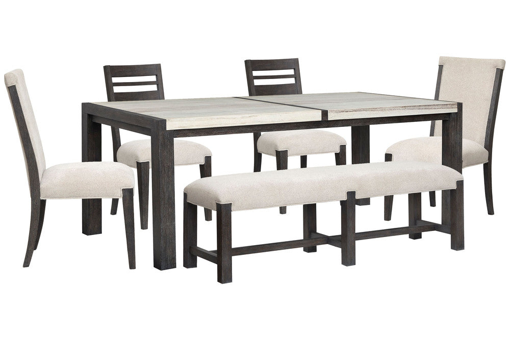 Magnussen - Plum Creek Ravenwood Black Rectangular Dining Table With 2 Side Chairs 2 Upholstered Side Chairs And Bench - D5990-20-KIT31 view 1