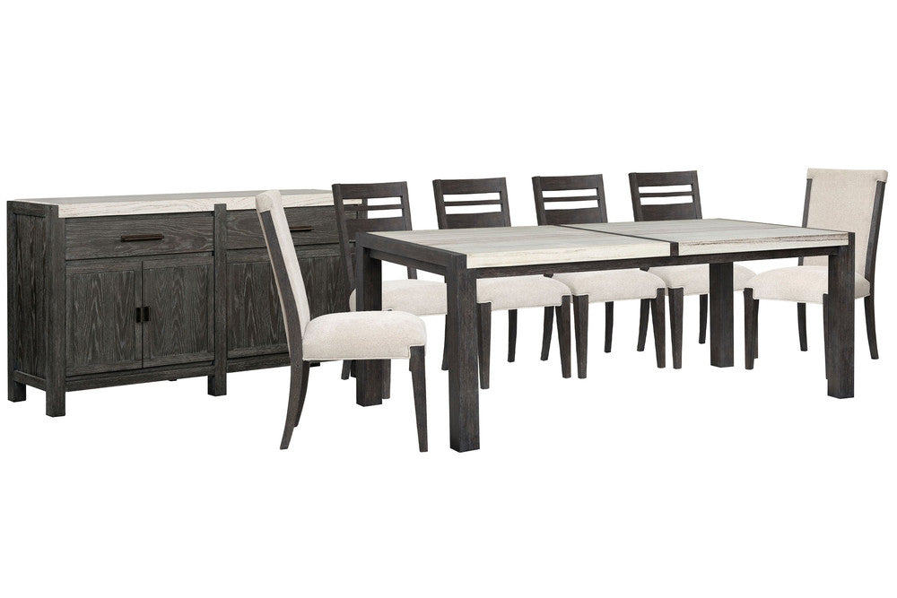 Magnussen - Plum Creek Ravenwood Black Rectangular Dining Table With 4 Side Chairs 2 Upholstered Side Chairs And Sideboard - D5990-20-KIT17 view 1