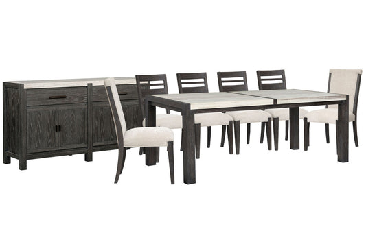 Magnussen - Plum Creek Ravenwood Black Rectangular Dining Table With 4 Side Chairs 2 Upholstered Side Chairs And Sideboard - D5990-20-KIT17 view 1