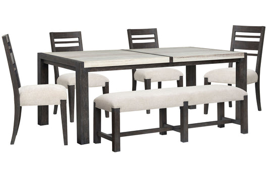 Magnussen - Plum Creek Ravenwood Black Rectangular Dining Table With 4 Side Chairs And Bench - D5990-20-KIT19 view 1