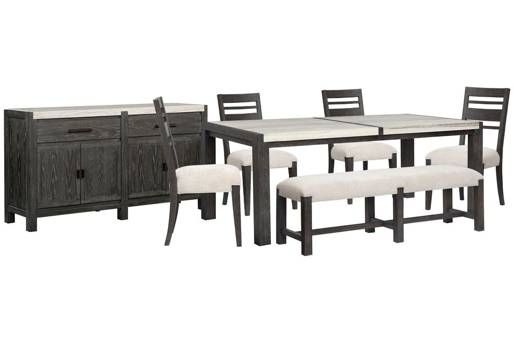 Magnussen - Plum Creek Ravenwood Black Rectangular Dining Table With 4 Side Chairs Bench And Sideboard - D5990-20-KIT20 view 1
