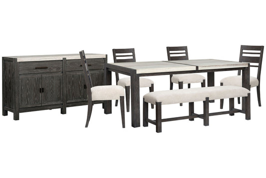 Magnussen - Plum Creek Ravenwood Black Rectangular Dining Table With 4 Side Chairs Bench And Sideboard - D5990-20-KIT20 view 1