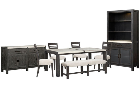 Magnussen - Plum Creek Ravenwood Black Rectangular Dining Table With 4 Side Chairs Bench Sideboard And Display Cabinet - D5990-20-KIT21 view 1
