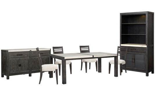 Magnussen - Plum Creek Ravenwood Black Rectangular Dining Table With 4 Side Chairs Sideboard And Display Cabinet - D5990-20-KIT3 view 1