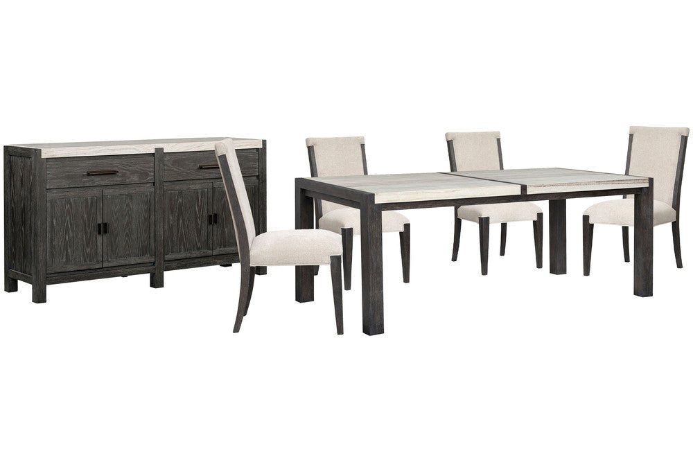 Magnussen - Plum Creek Ravenwood Black Rectangular Dining Table With 4 Upholstered Side Chairs And Sideboard - D5990-20-KIT8 view 1